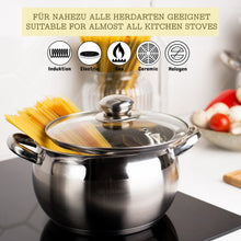 Laden Sie das Bild in den Galerie-Viewer, Daniks Classic Kochtopfset 6-tellig, aus Edelstahl, mit Glasdeckel, 2L+3L+4L