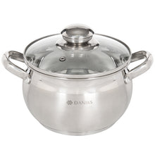 Laden Sie das Bild in den Galerie-Viewer, Daniks Classic Kochtopf aus Edelstahl mit Glasdeckel (2 L, Ø 16 cm)