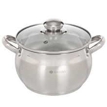 Laden Sie das Bild in den Galerie-Viewer, Daniks Classic Kochtopf aus Edelstahl mit Glasdeckel (3 L, Ø 18 cm)