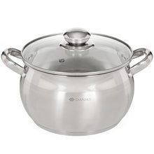 Laden Sie das Bild in den Galerie-Viewer, Daniks Classic Kochtopf aus Edelstahl mit Glasdeckel (4 L, Ø 20 cm)