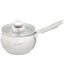 Laden Sie das Bild in den Galerie-Viewer, Daniks Classic Stielkasserolle aus Edelstahl mit Glasdeckel (2 L, Ø 16 cm)