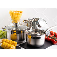 Laden Sie das Bild in den Galerie-Viewer, Daniks Standard Kochtopf aus Edelstahl mit Glasdeckel (2 L, Ø 16 cm)