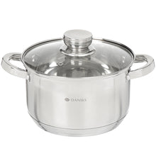 Laden Sie das Bild in den Galerie-Viewer, Daniks Standard Kochtopf aus Edelstahl mit Glasdeckel (4 L, Ø 20 cm)