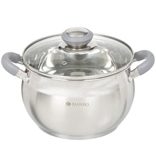 Laden Sie das Bild in den Galerie-Viewer, Daniks Modern Topf aus Edelstahl mit Glasdeckel (2.9 L, Ø 18 cm)