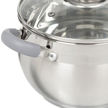 Laden Sie das Bild in den Galerie-Viewer, Daniks Modern Topf aus Edelstahl mit Glasdeckel (2.9 L, Ø 18 cm)