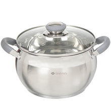 Laden Sie das Bild in den Galerie-Viewer, Daniks Modern Topf aus Edelstahl mit Glasdeckel (4 L, Ø 20 cm)