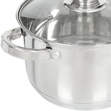 Laden Sie das Bild in den Galerie-Viewer, Daniks Standard Kochtopfset 5-tellig aus Edelstahl, mit Glasdeckel, 2L+4L+2L