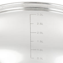 Laden Sie das Bild in den Galerie-Viewer, Daniks Standard Kochtopfset 5-tellig aus Edelstahl, mit Glasdeckel, 2L+4L+2L