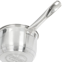 Laden Sie das Bild in den Galerie-Viewer, Daniks Standard Kochtopfset 5-tellig aus Edelstahl, mit Glasdeckel, 2L+4L+2L