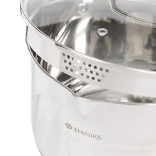 Laden Sie das Bild in den Galerie-Viewer, Daniks Tokio Kasserolle aus Edelstahl mit Glasdeckel (2L, Ø 16cm)