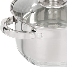 Laden Sie das Bild in den Galerie-Viewer, Daniks Standard Induction Saucepan Set Stainless Steel with Glass Lid (2 L + 3 L + 4 L)