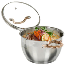 Laden Sie das Bild in den Galerie-Viewer, Daniks Vivat Gold Kochtopf aus Edelstahl mit Glasdeckel (1.8 L, Ø 18 cm)