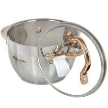 Laden Sie das Bild in den Galerie-Viewer, Daniks Vivat Gold Kochtopf aus Edelstahl mit Glasdeckel (1.8 L, Ø 18 cm)