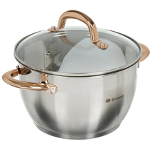 Laden Sie das Bild in den Galerie-Viewer, Daniks Vivat Gold Kochtopf aus Edelstahl mit Glasdeckel (1.8 L, Ø 18 cm)