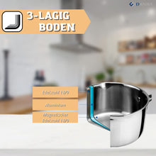 Laden Sie das Bild in den Galerie-Viewer, Daniks Vivat Gold Kochtopf aus Edelstahl mit Glasdeckel (1.8 L, Ø 18 cm)