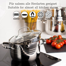 Laden Sie das Bild in den Galerie-Viewer, Daniks Tokio Kochtopf aus Edelstahl mit Glasdeckel (4.75L, Ø 22cm)
