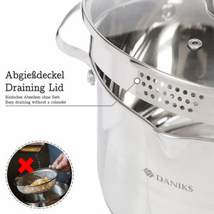 Daniks Tokio Kochtopfset 6-teilig / 1.9L+2.9L+4.75L / aus Edelstahl / mit Glasdeckel