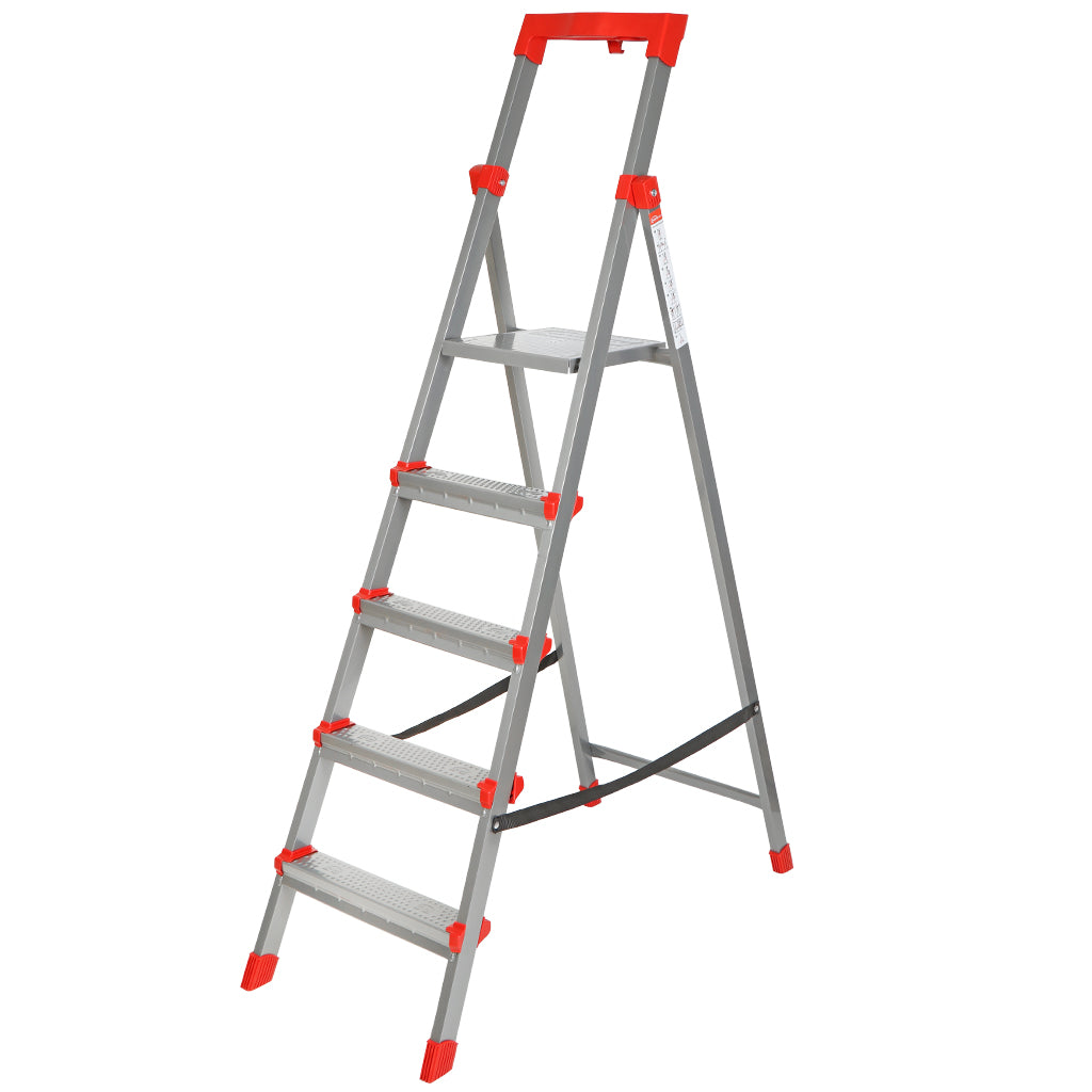 Nika Klapptritt Stehleiter | Klappbar | 5 Stufen | Aluminium | Belastbar 150 kg